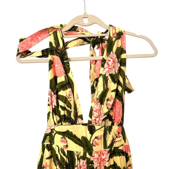 AGUA BENDITA X TARGET Peony Botanical Halter Jumpsuit Yellow X-Small - Picture 3 of 6